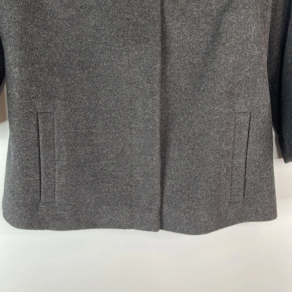 TAHARI Cashmere Blend Boxy Jacket Dark Charcoal Grey 3/4 Sleeves Monochrome 8 - Picture 4 of 14
